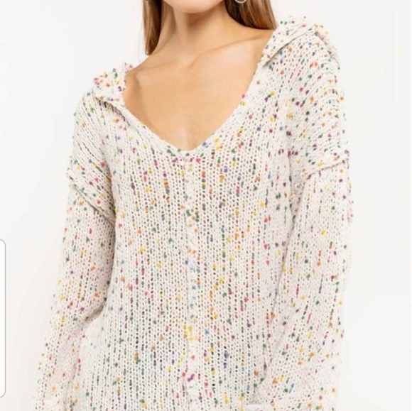 SOLD POL Cream Confetti cake chenille hoodie - Picture 4 of 8